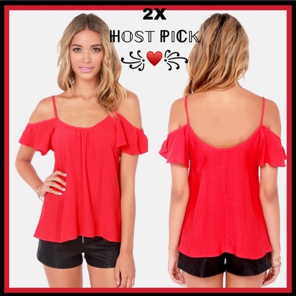 Lucy Love Tops - LUCY LOVE RED COLD-SHOULDER HOLLIE TOP